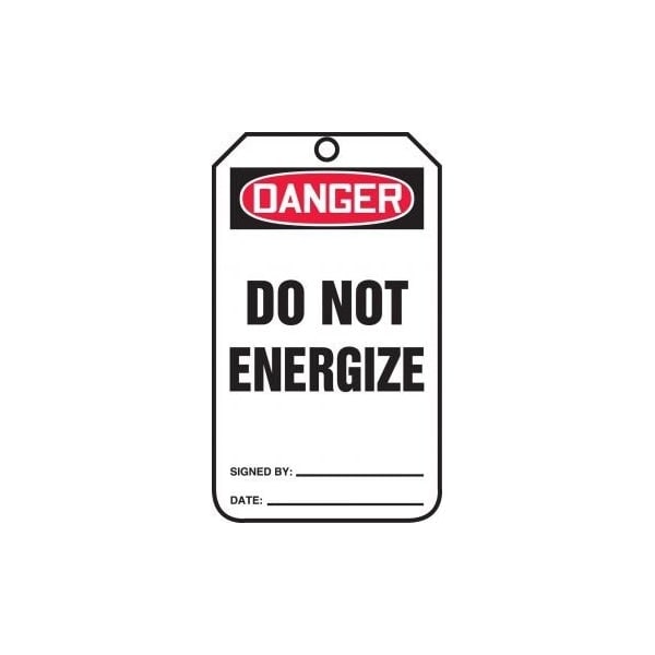 Accuform Safety Tags, DANGER DO NOT ENERGIZE, 5.75in x 3.25in, PF-Cardstock, 25PK MDT197CTP - main
